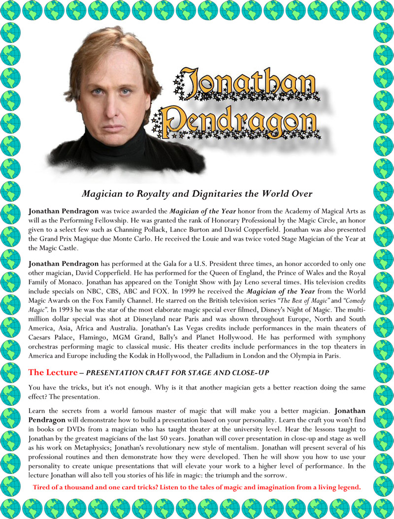 Jonathan Pendragon Lecture